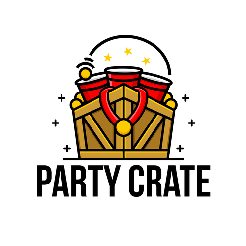 Logo for Party Crate, the box with a party inside! Diseño de bayuRIP