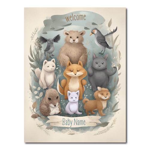 Design unique baby nursery poster with magical creatures Design by Windmill Designer™