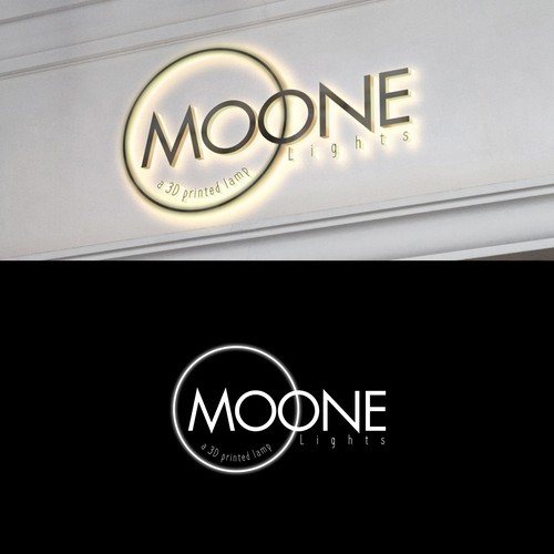 Design me a  simple but impactful logo for a 3d printed moon night lamp. I have the pics! Design by firebird2011