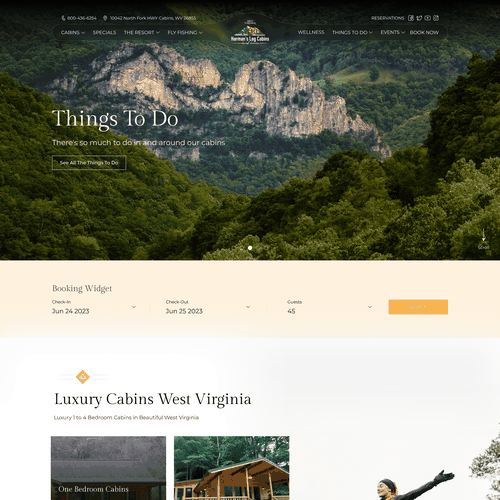 Design a website for luxury log cabin vacation rentals in the mountains Design by Parrot Design Studio