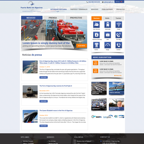 New website design for an important seaport Diseño de Pinku