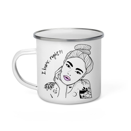 Quirky enamel mug illustration for concept stores - female empowerment Design by Pau Pixzel