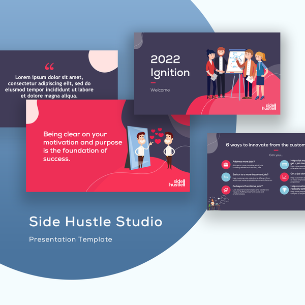 Design by Graph Zoon titled "Side Hustle Studio Presentation Template"