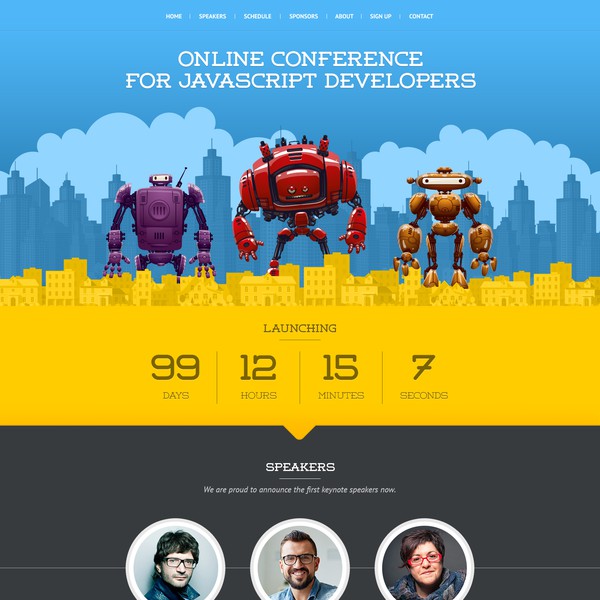 Create a website for an online conference for Javascript developers