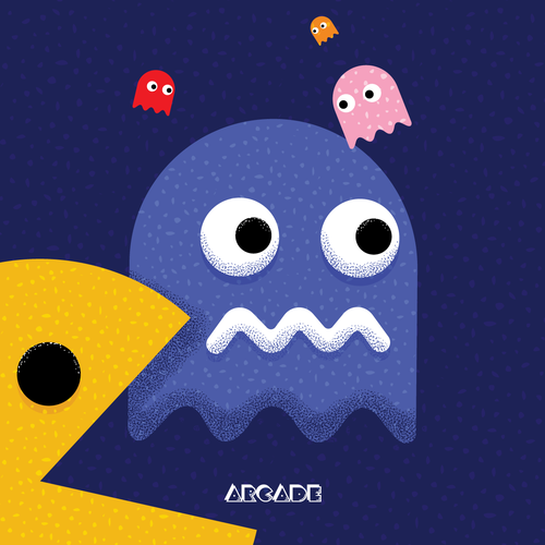 Design cover art for PACMAN arcade exhibit Design by Jan Po