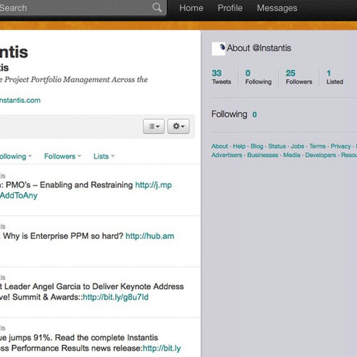 Corporate Twitter Home Page Design for INSTANTIS Réalisé par oneluv