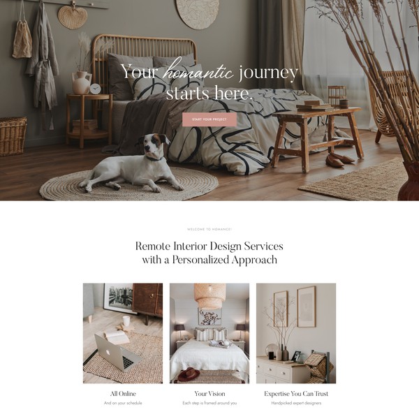 Design by Julia Z. titled "Website concept for an Upscale Interior Design Company"