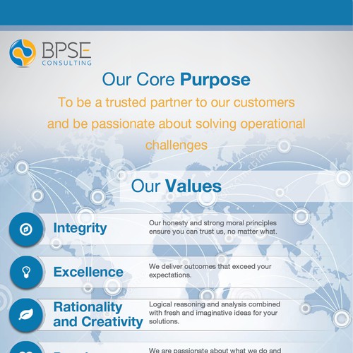 Create an exciting Internal company Values poster, lots more to
follow.
 Design by vlad N.