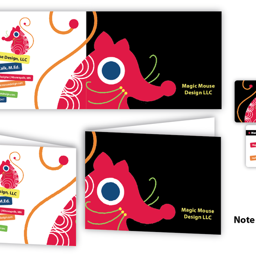 Fun! Funky! Fresh! Creative business card + coordinating note card デザイン by pecas™