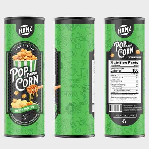 Premium Quality Popped Pop Corn Packaging Design by Davi Giolo ★