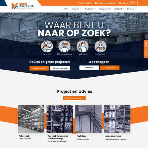 Creative website templates for a leading pallet racks company_ Meermagazijn Design réalisé par Technology Wisdom