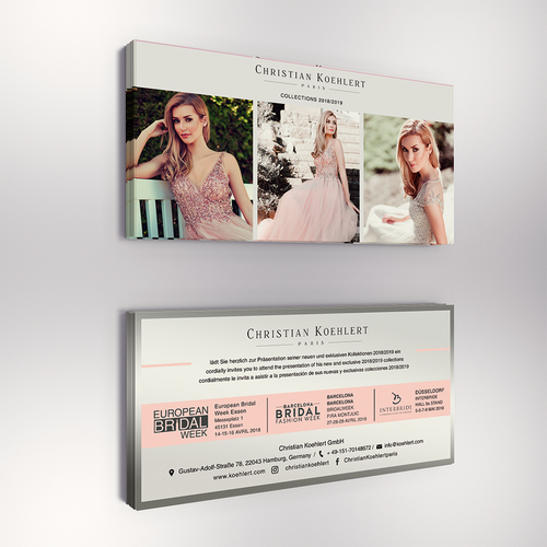 Flyer design for evening dress label needed to invite our customers to Exhibitions Design by Luigi Mazz