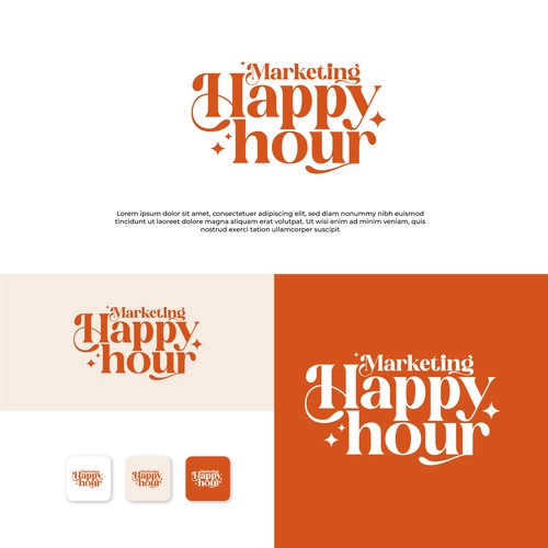 Logo for a fun marketing podcast Marketing Happy Hour Design by Danielle Curtis