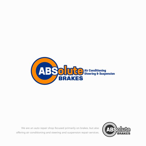 Absolute Brakes - Auto repair shop logo focused on repairing brakes Design by Ditra