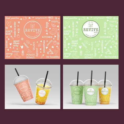 HELP!!!!! Modern juice bar  looking for cup design for togo cups Design by cristo04