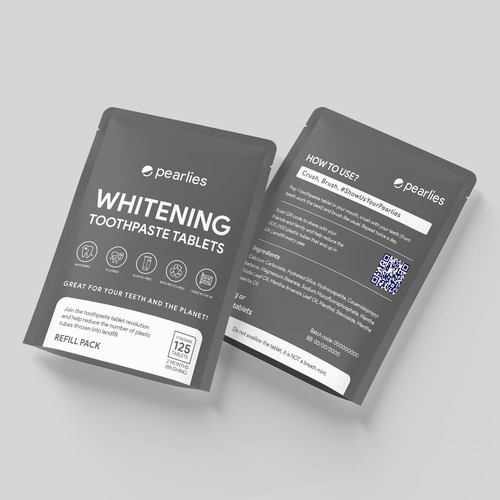 Design an attractive refill pack for a trendy new toothpaste tablet brand Design by farhanubaid