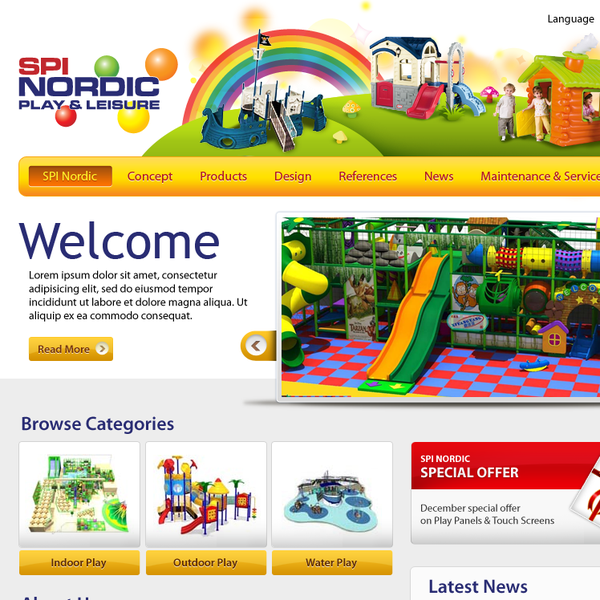 Design by Dazzle Design titled "Website design for SPI Nordic Play & Leisure"