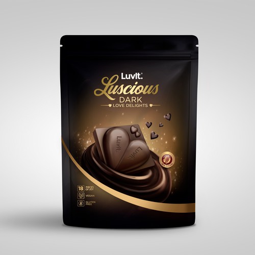 Design a standout label for a Premium Chocolate Homepack Réalisé par sougatacreative