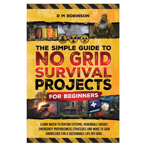 Create an eye catching cover for a book about no grid survival 