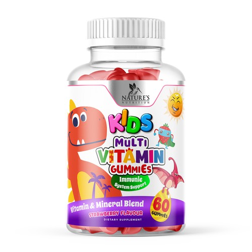 Tasty Kids Multivitamin Gummies Product Label for Nature's Nutrition Design by Designer_John