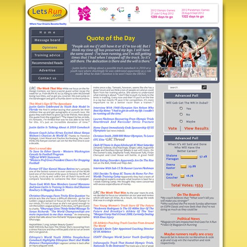 LetsRun.com Homepage Re-Design/Cleanup Diseño de Stephanie Castillo