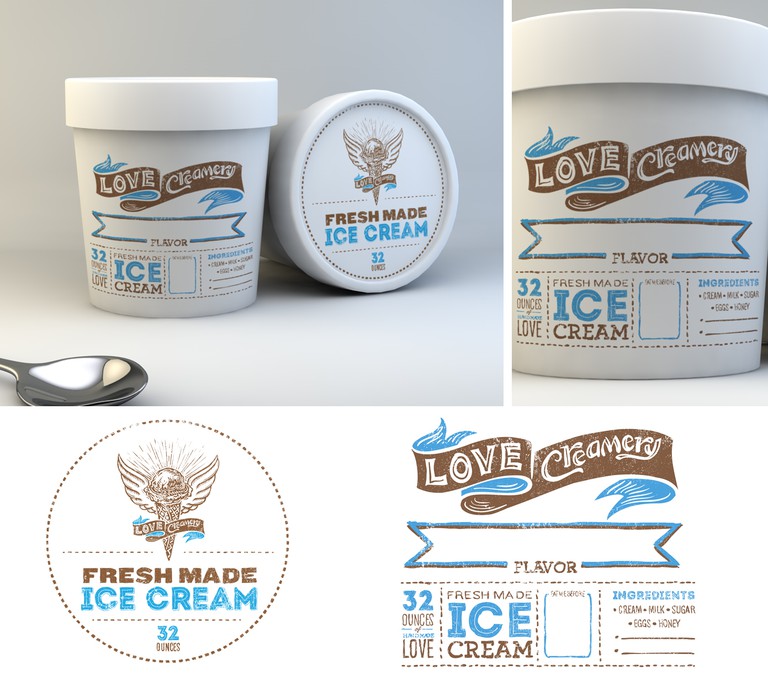 Ice Cream Container Labels for Love Creamery Product label contest