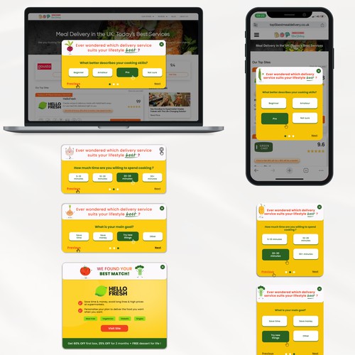 Engaging quiz feature design for product comparison website Design by TZ. Design