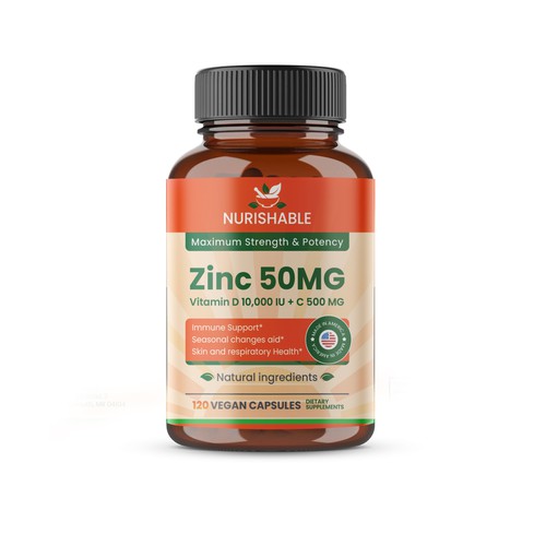 We need a "beautiful bottle label" for Zinc and Vitamin D3 supplement - Redesign Design by Designlifelk