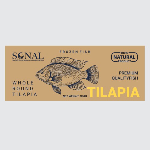 TILAPIA MASTER CARTON WITH YELLOW BACKGROUND Design by Moi_Designers