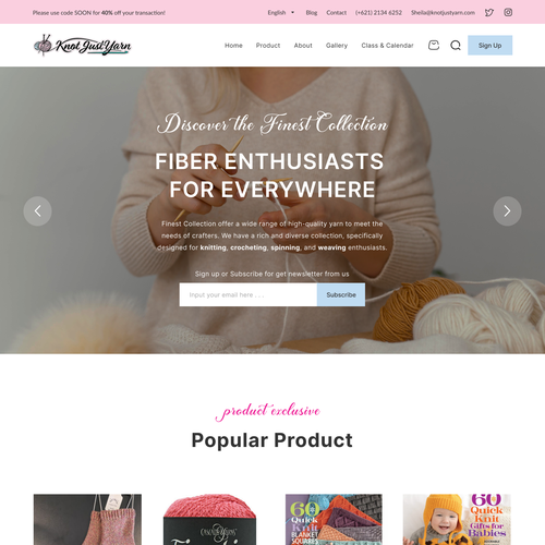 Designs Knot Just Yarn rebranded  page design contest