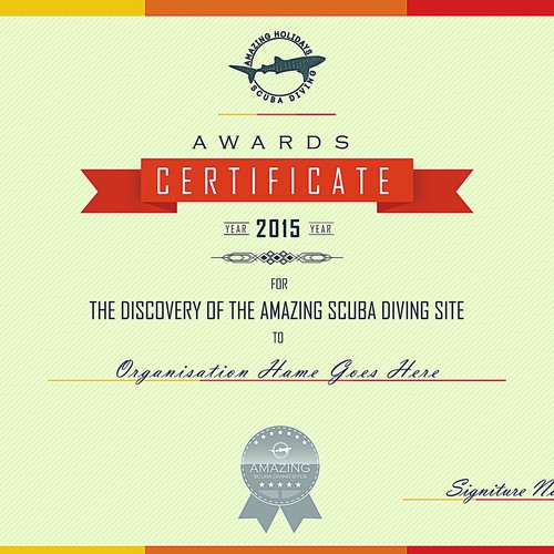 Certificate Design (Amazing Scuba Diving Sites) Other design contest