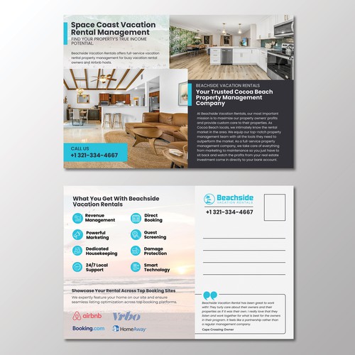 Design a Vacation Rental Management Postcard - Appeal to Property Owners Design by Oreas