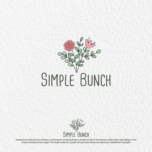 Online Florist design with simple flower elements. Possibly hand-drawn. Design by AdryQ
