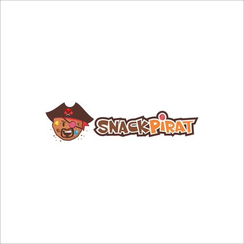 Pirate style logo for a food store (candy, snacks, beverages) Design by InkSay Design