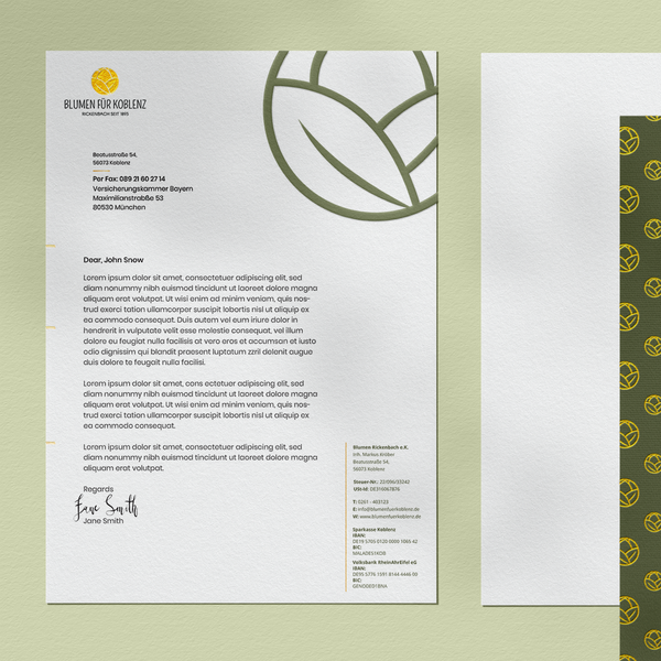 Hochwertiges Briefpapier Blumen für Koblenz