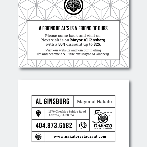 Folded Restaurant Card