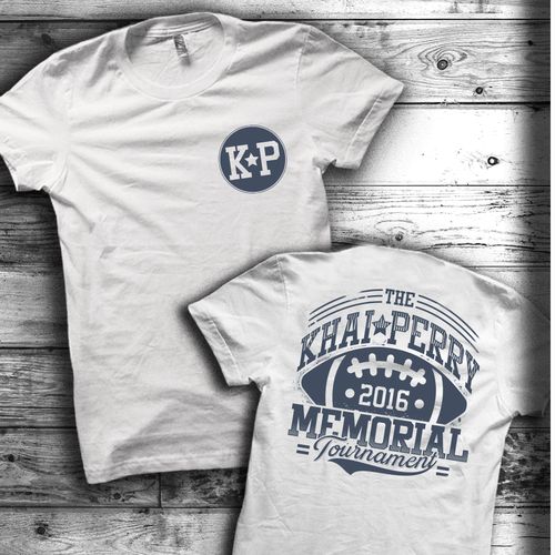 Create a youthful inspiring t-shirt design for a memorial football  tournament, T-shirt contest
