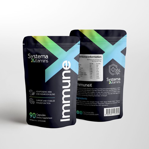 Modern and Fun Pouch Design for Natural Supplement brand Design by farhanubaid