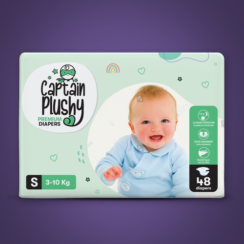 Packaging for playful baby diapers brand Design by Design Studio72