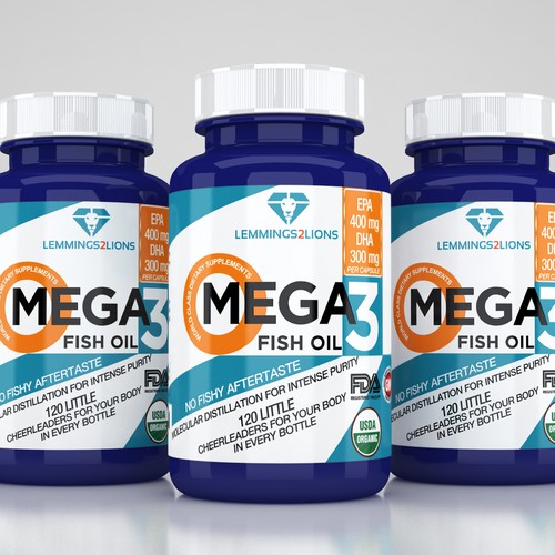 Create a wow factor label for an Omega 3 fish oil label Design by DagDigi