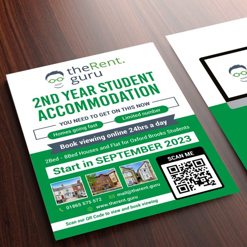 A5 Student Accommodation Flyer Design by DezinDragonz