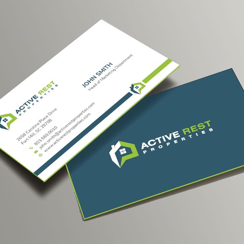 Modern Business Cards for Active Rest Properties Design by Xclusive16