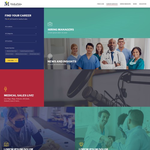Web design for- Medical Sales Job Board, Resource Center, and Live Podcast Diseño de Aj3664