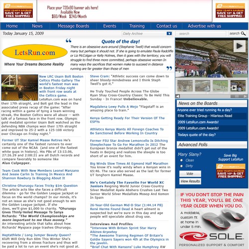 LetsRun.com Homepage Re-Design/Cleanup Diseño de detsynergy