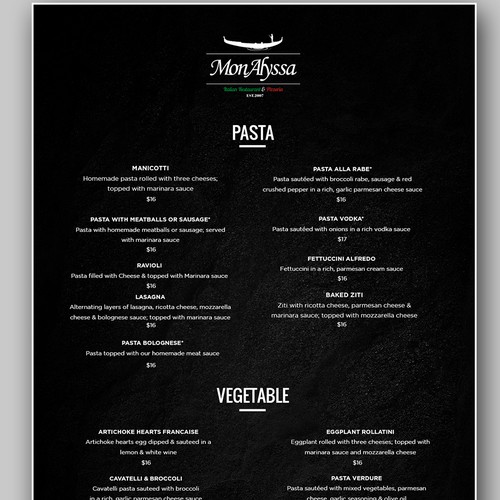 MonAlyssa Menu Design by Smarika Ahuja ❤