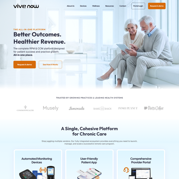 Vive Now - Chronic Care Platform Website Design