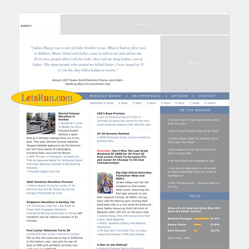 LetsRun.com Homepage Re-Design/Cleanup Diseño de montgomery
