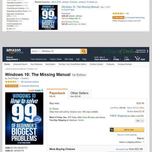 Create a *UNIQUE and BOLD Cover* for a Computer Book on Windows 10 (ebook and paperback) Design by LianaM
