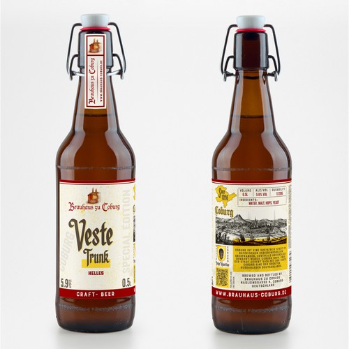 A beer label as symbol of the city of Coburg (Germany) / Wahrzeichen für Coburg! Diseño de Wooden Horse