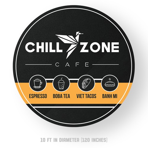 circular version of our Chill Zone Café artwork for an outdoor CIRCLE sign measuring 10 ft in dia